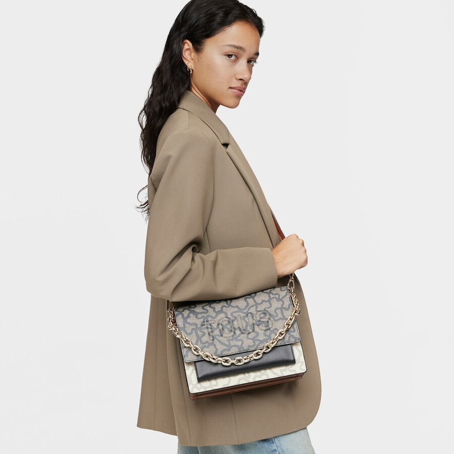 borsa a tracolla media audree chain nera e beige kaos icon