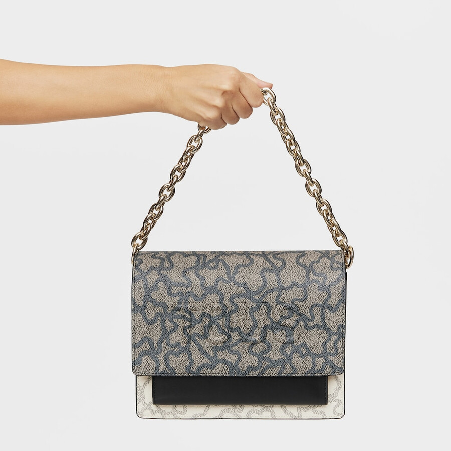borsa a tracolla media audree chain nera e beige kaos icon