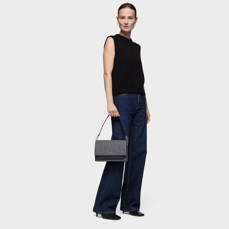 borsa a tracolla audree grigio scuro medio kaos mini lines