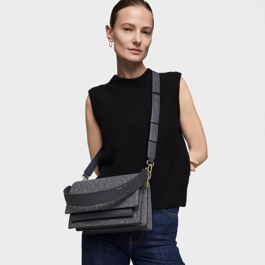 borsa a tracolla audree grigio scuro medio kaos mini lines