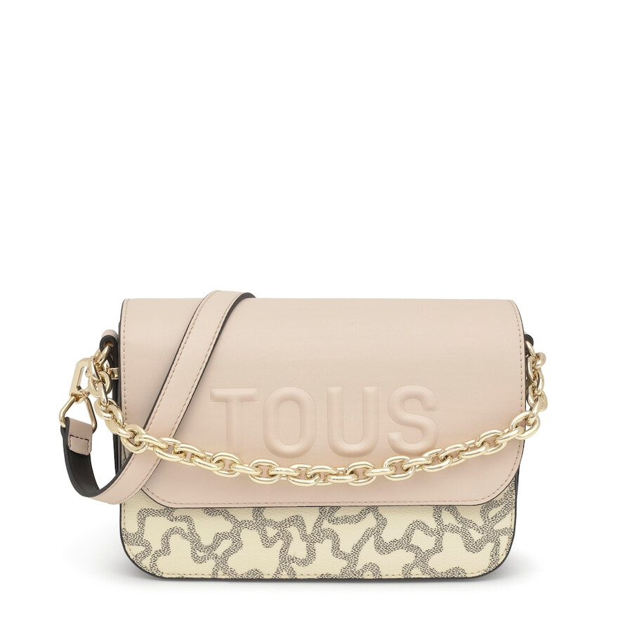 borsa a tracolla media con catena nera e beige kaos icon