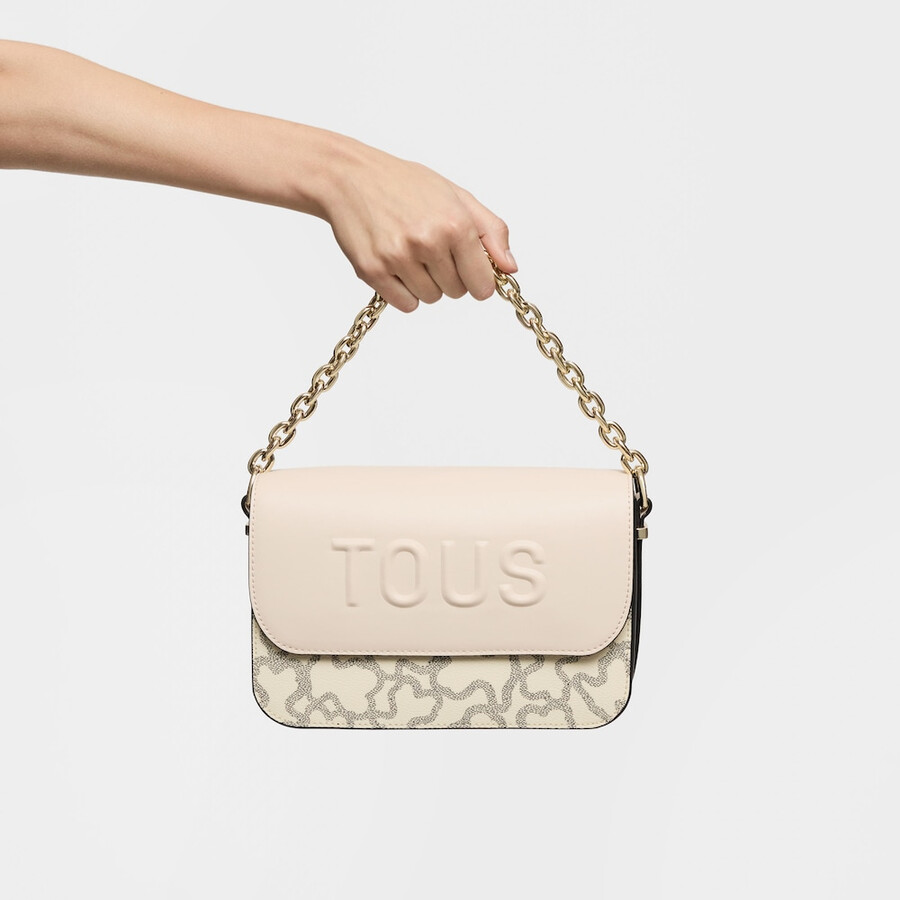 borsa a tracolla media con catena nera e beige kaos icon