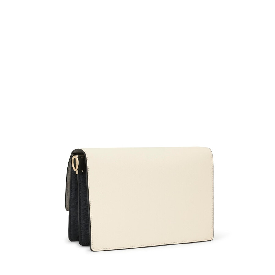 borsa a tracolla media beige e grigia audree saffiano