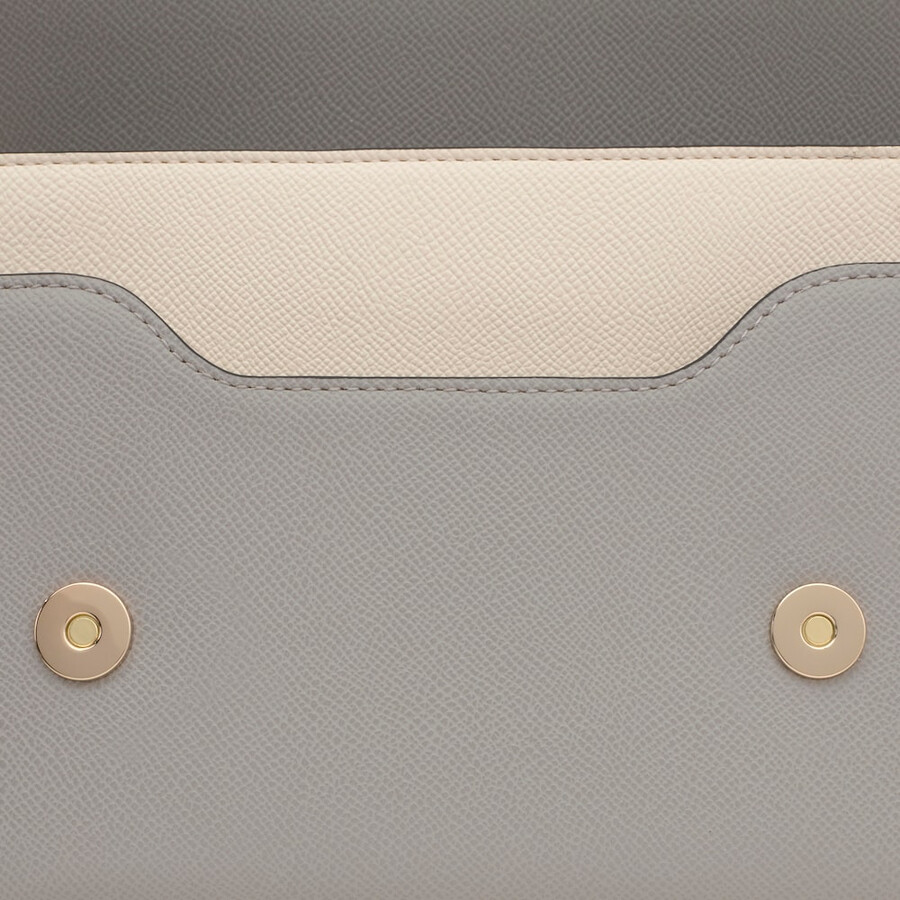 borsa a tracolla media beige e grigia audree saffiano