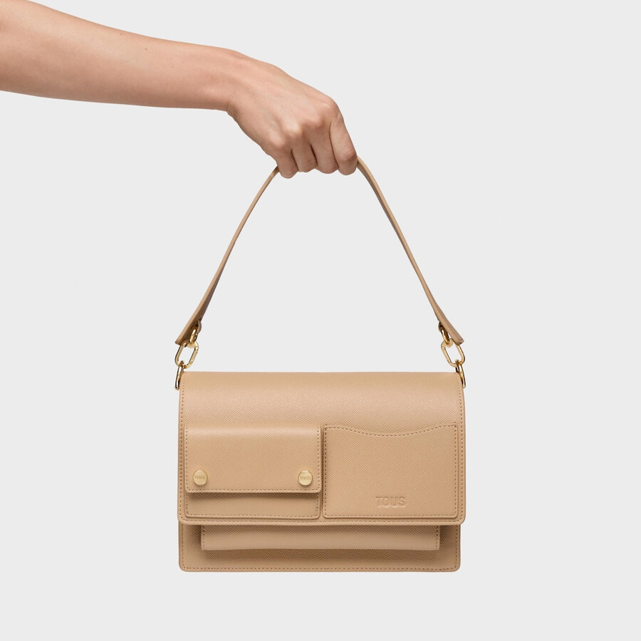 borsa a tracolla media color sabbia tous audree pockets