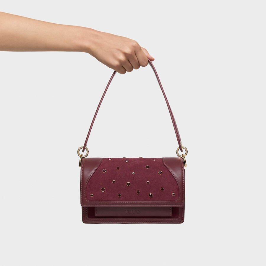piccola borsa a tracolla color bordeaux tous audree strass