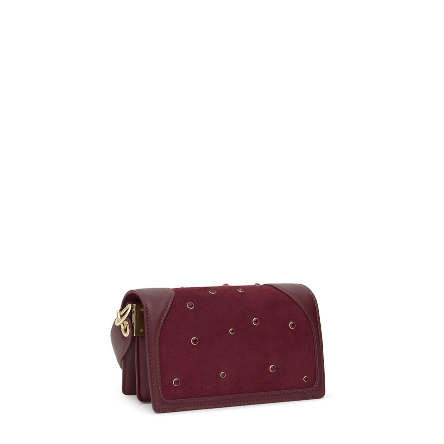 piccola borsa a tracolla color bordeaux tous audree strass