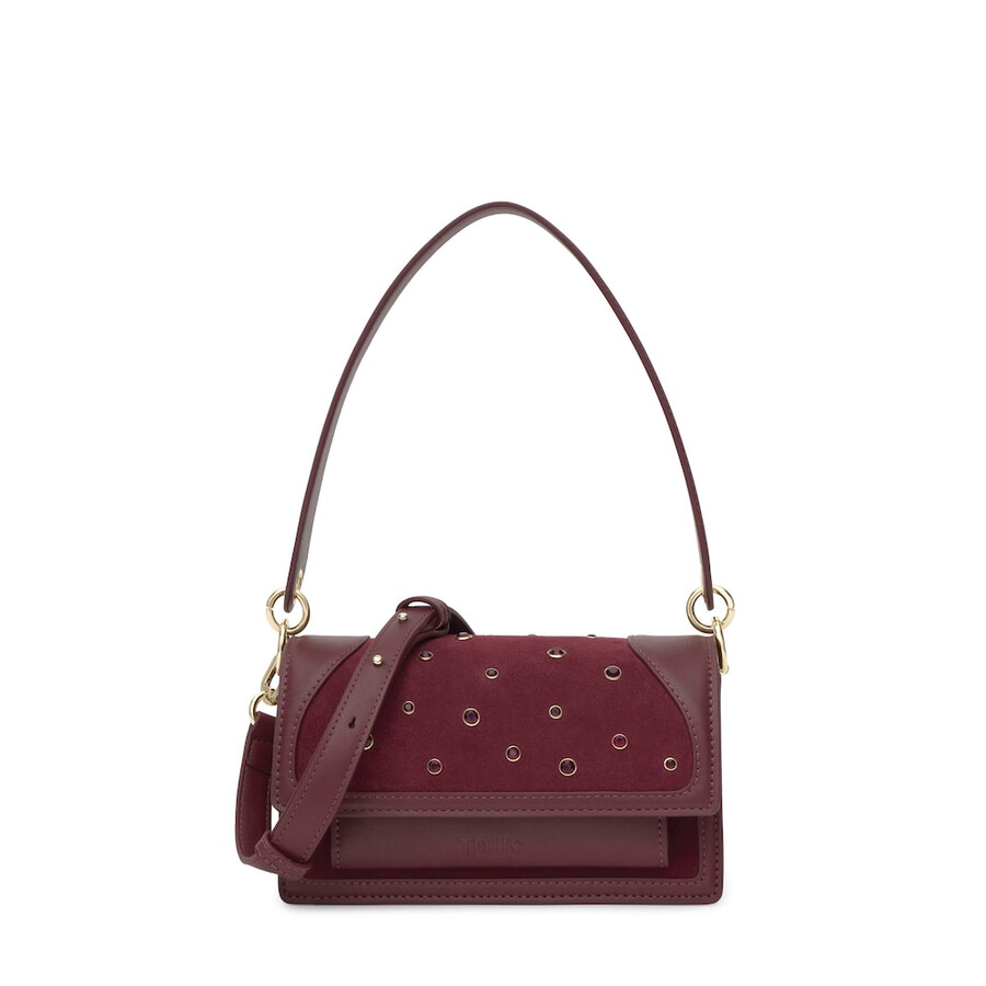 piccola borsa a tracolla color bordeaux tous audree strass