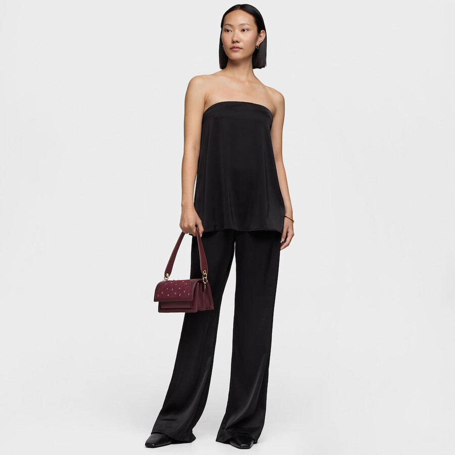 piccola borsa a tracolla color bordeaux tous audree strass