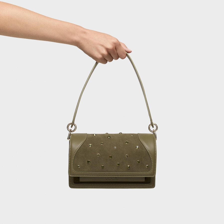 piccola borsa a tracolla verde oliva tous audree strass