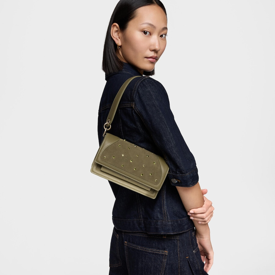 piccola borsa a tracolla verde oliva tous audree strass