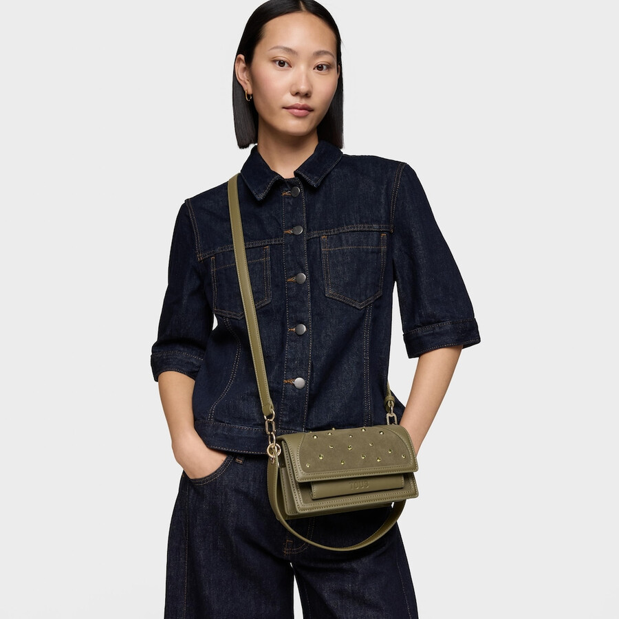 piccola borsa a tracolla verde oliva tous audree strass