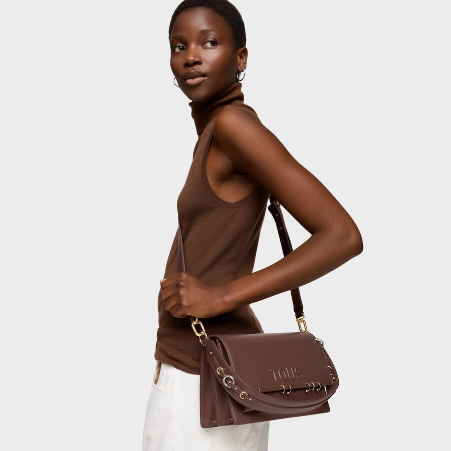 borsa a tracolla marrone media tous orecchini audrey