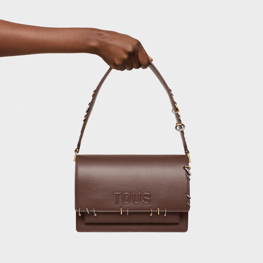 borsa a tracolla marrone media tous orecchini audrey