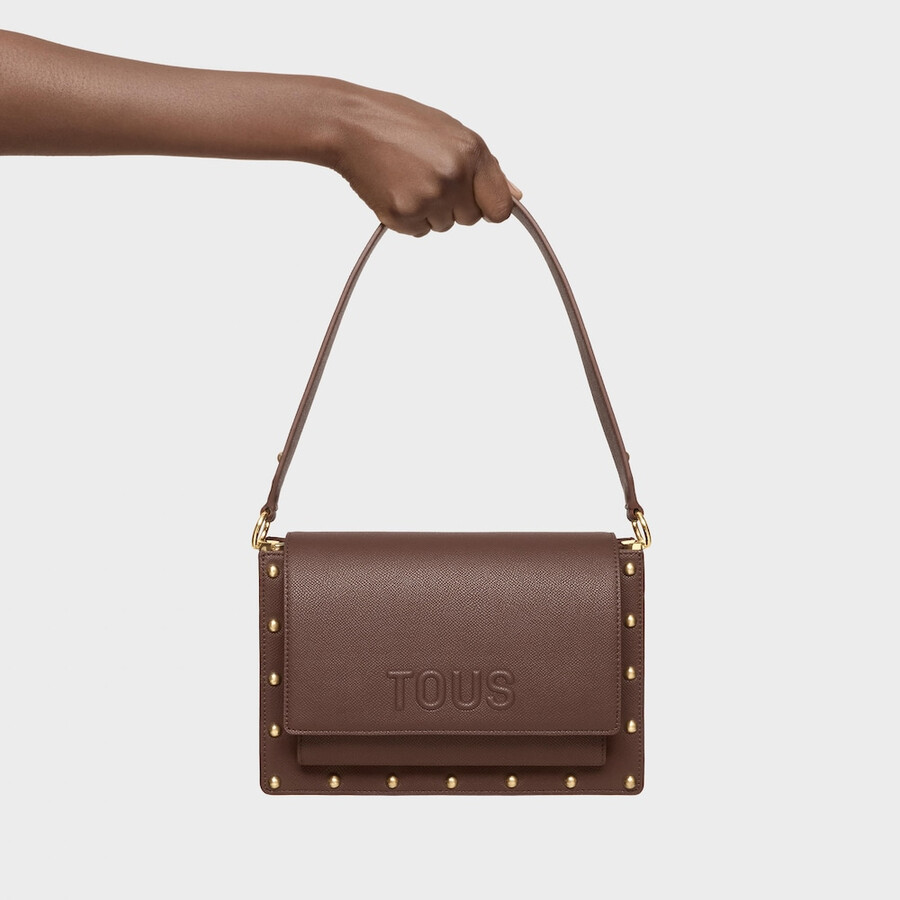 borsa a tracolla marrone media tous audree studs
