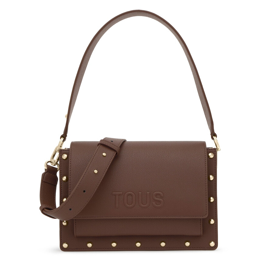 borsa a tracolla marrone media tous audree studs