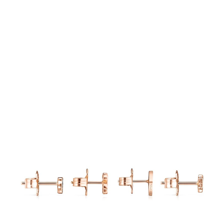confezione di orecchini con motivo in argento vermeil rosa con spinelli 045 - 085 cm
