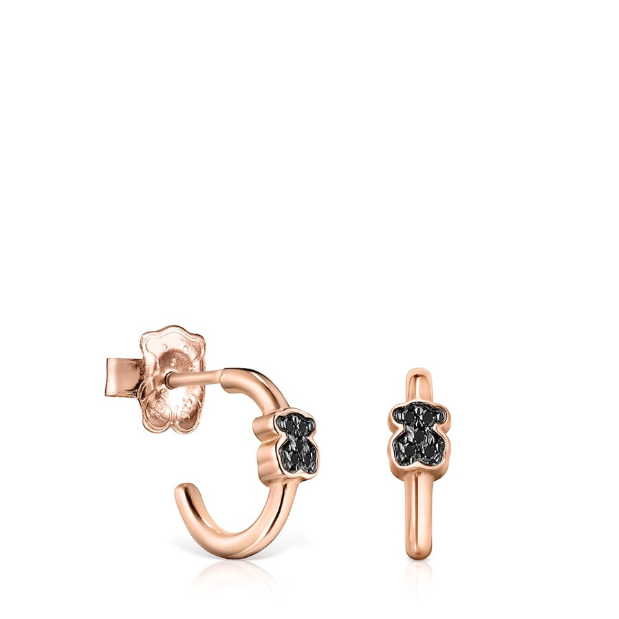 orecchini a cerchio con motivo tous in argento vermeil rosa con spinelli