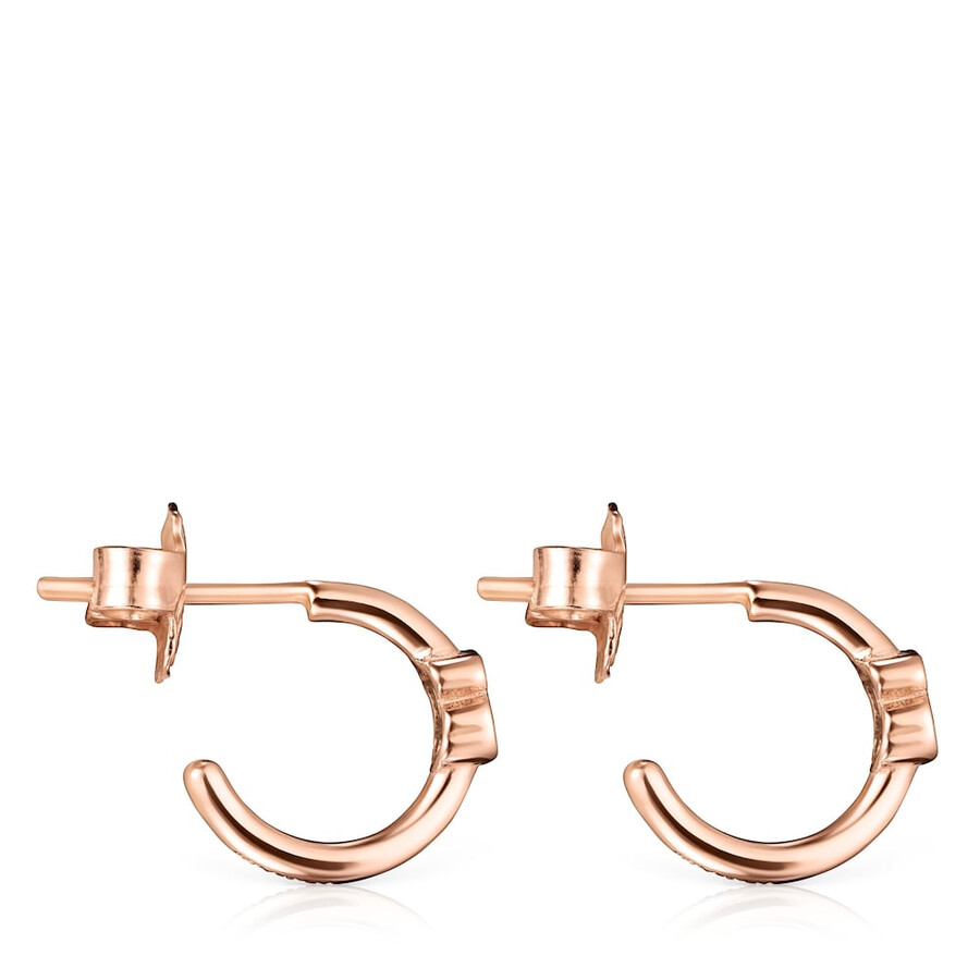 orecchini a cerchio con motivo tous in argento vermeil rosa con spinelli