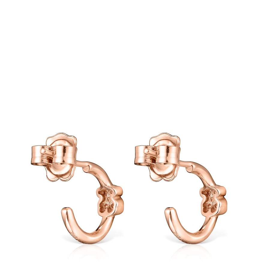 orecchini a cerchio con motivo tous in argento vermeil rosa con spinelli