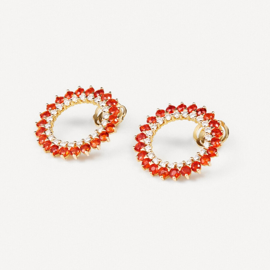 orecchini in oro con diamanti e opali a forma di fiamma tous atelier