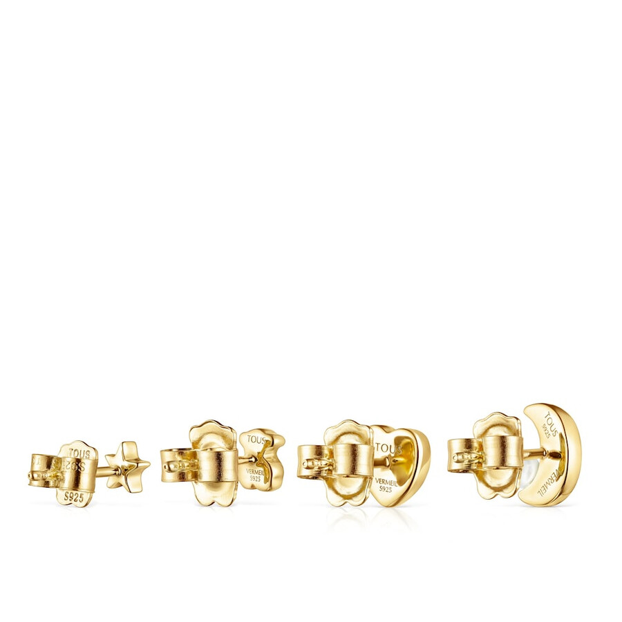 confezione di orecchini nocturne in argento vermeil con diamanti e perla