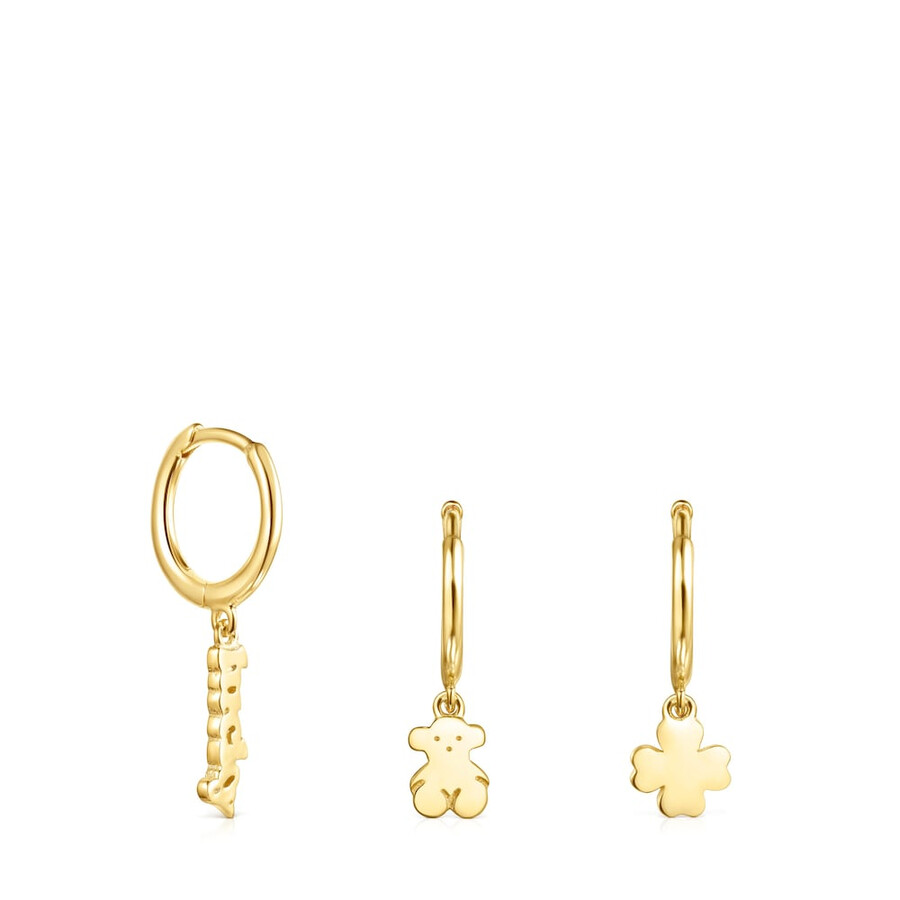 set di orecchini a cerchio tous good vibes in argento vermeil