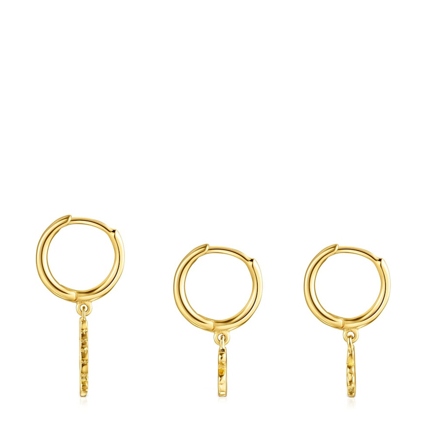 set di orecchini a cerchio tous good vibes in argento vermeil