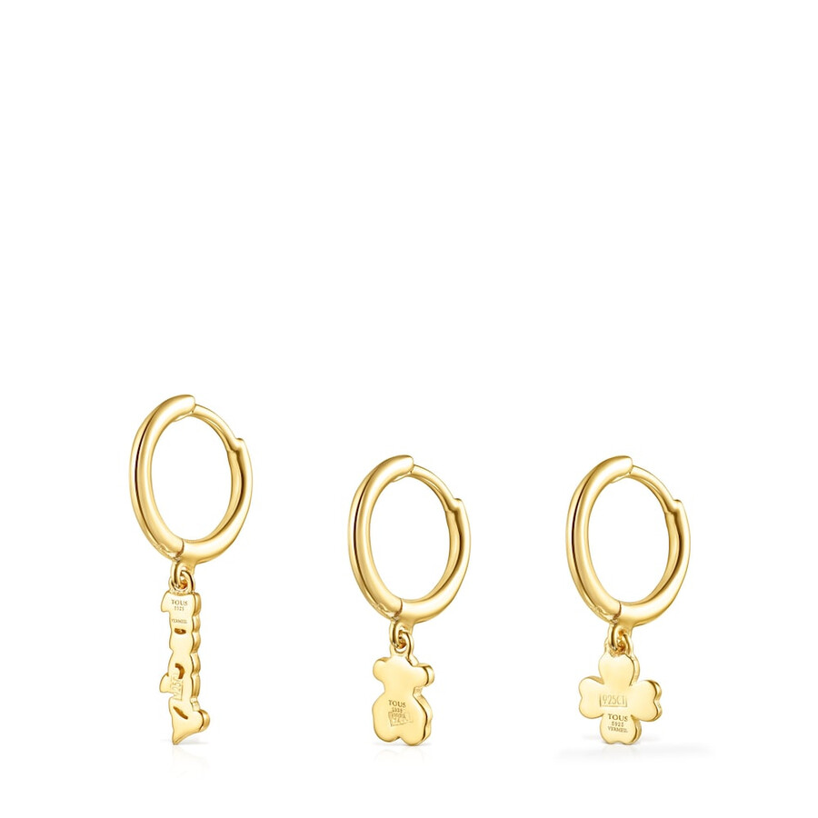 set di orecchini a cerchio tous good vibes in argento vermeil