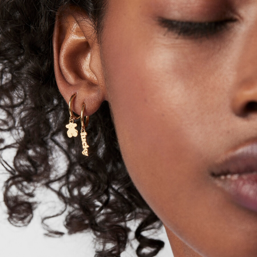 set di orecchini a cerchio tous good vibes in argento vermeil