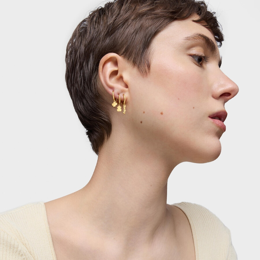 set di orecchini a cerchio tous good vibes in argento vermeil