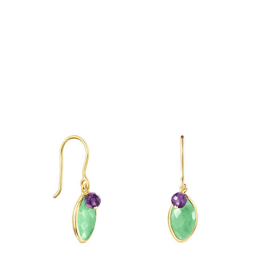 orecchini tous good vibes in argento vermeil con avventurina e ametista