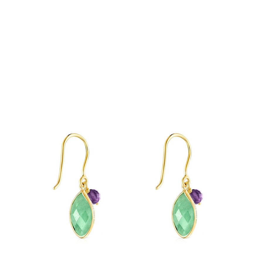 orecchini tous good vibes in argento vermeil con avventurina e ametista