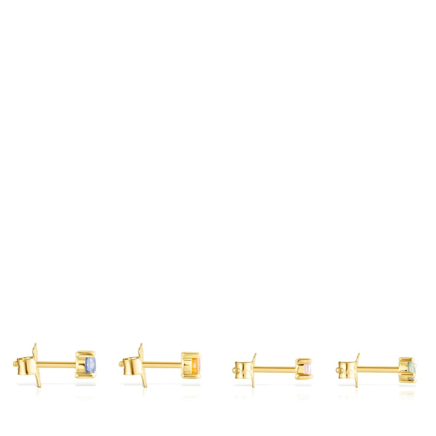 confezione di orecchini scintillanti in argento vermeil con zaffiri multicolori