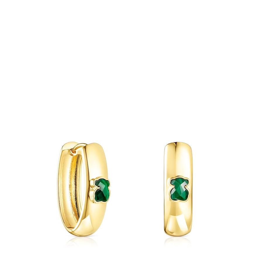 grandi orecchini color argento vermeil e malachite icon