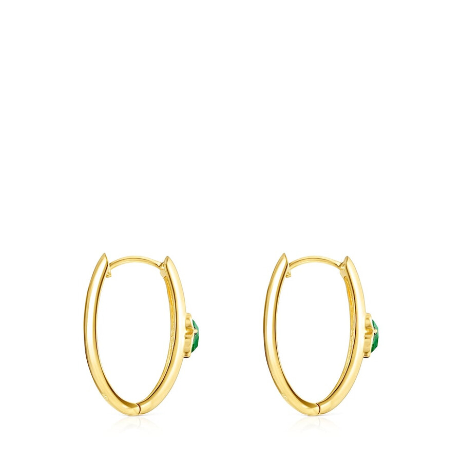 grandi orecchini color argento vermeil e malachite icon