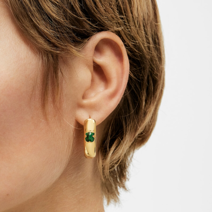grandi orecchini color argento vermeil e malachite icon