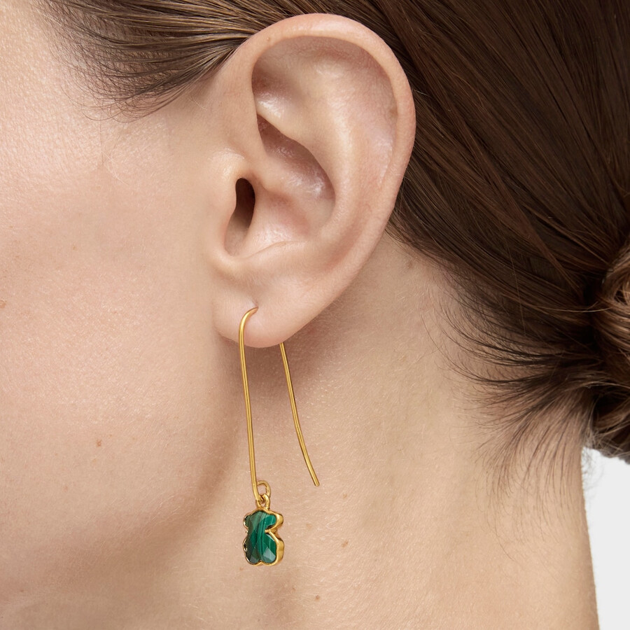 orecchini lunghi in argento vermeil e malachite icon color