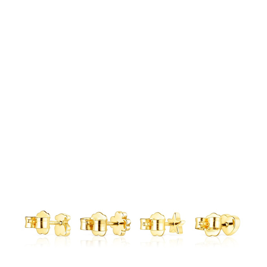 set di orecchini a forma di orsetto in argento vermeil con pietre preziose