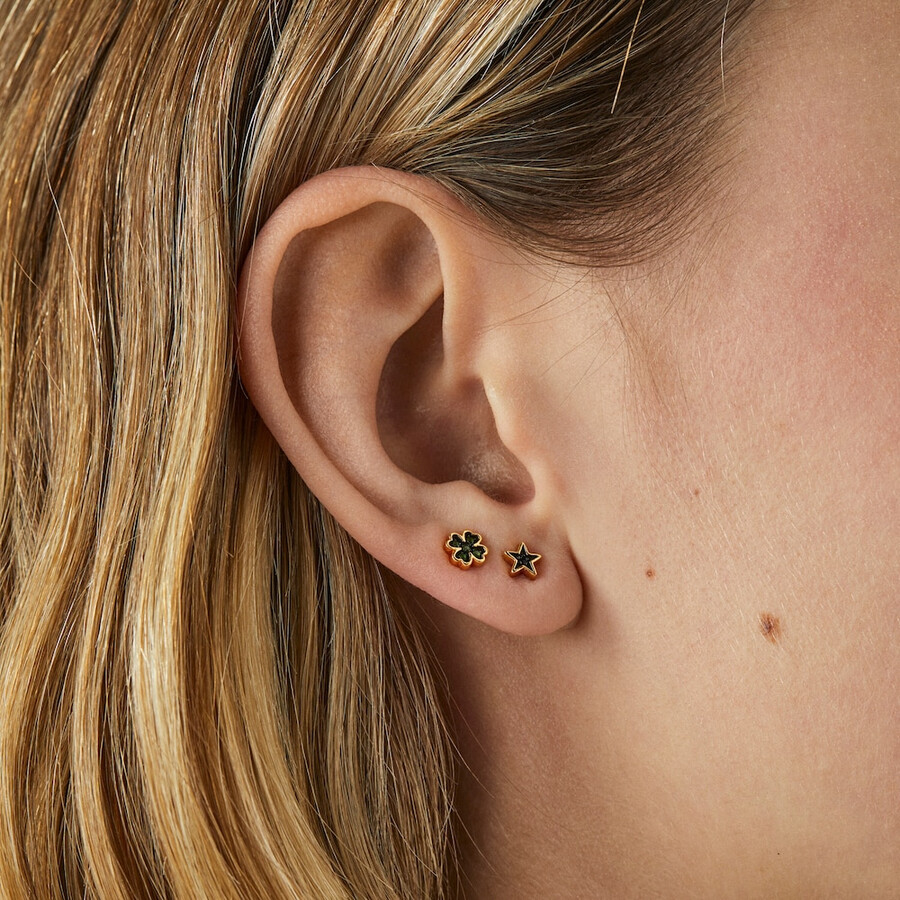 set di orecchini a forma di orsetto in argento vermeil con pietre preziose