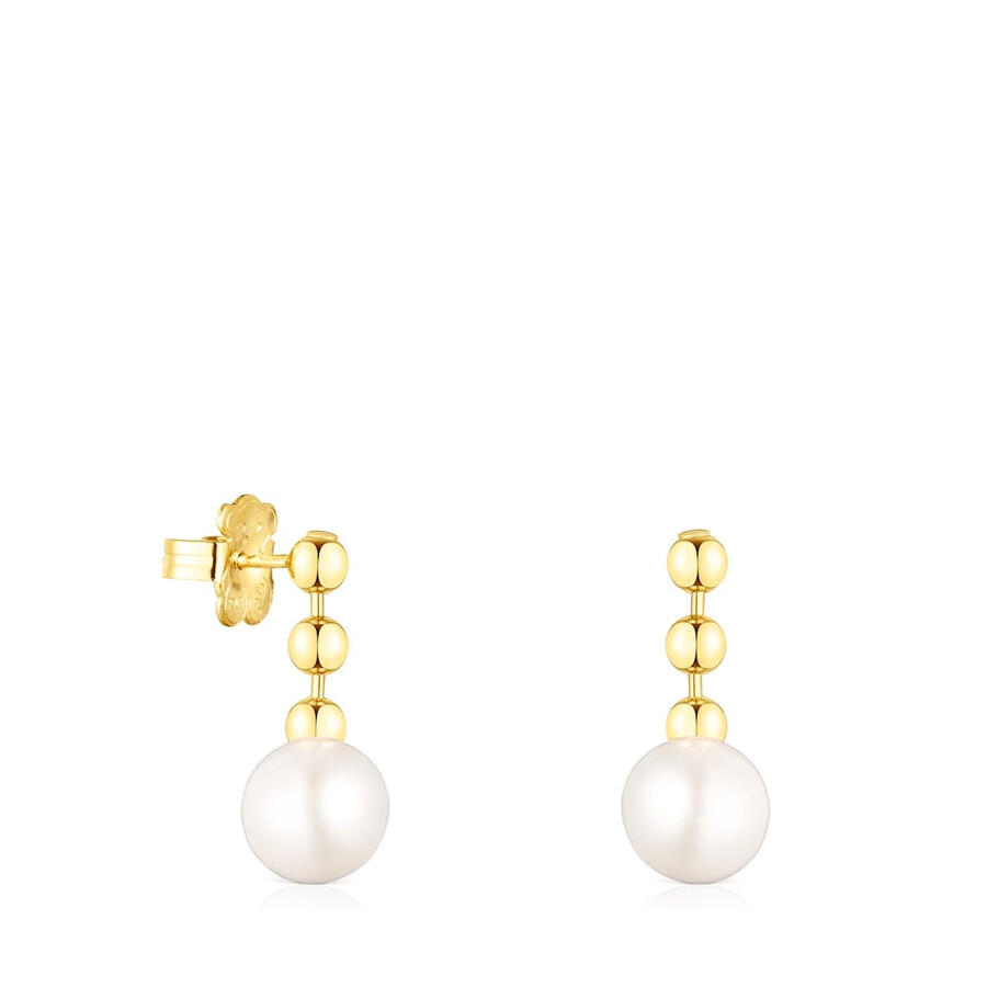 orecchini corti in argento vermeil lucido con perla