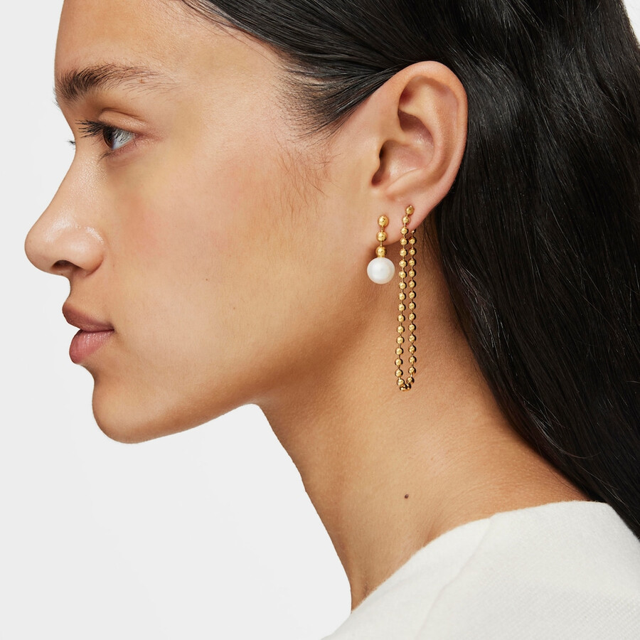 orecchini corti in argento vermeil lucido con perla