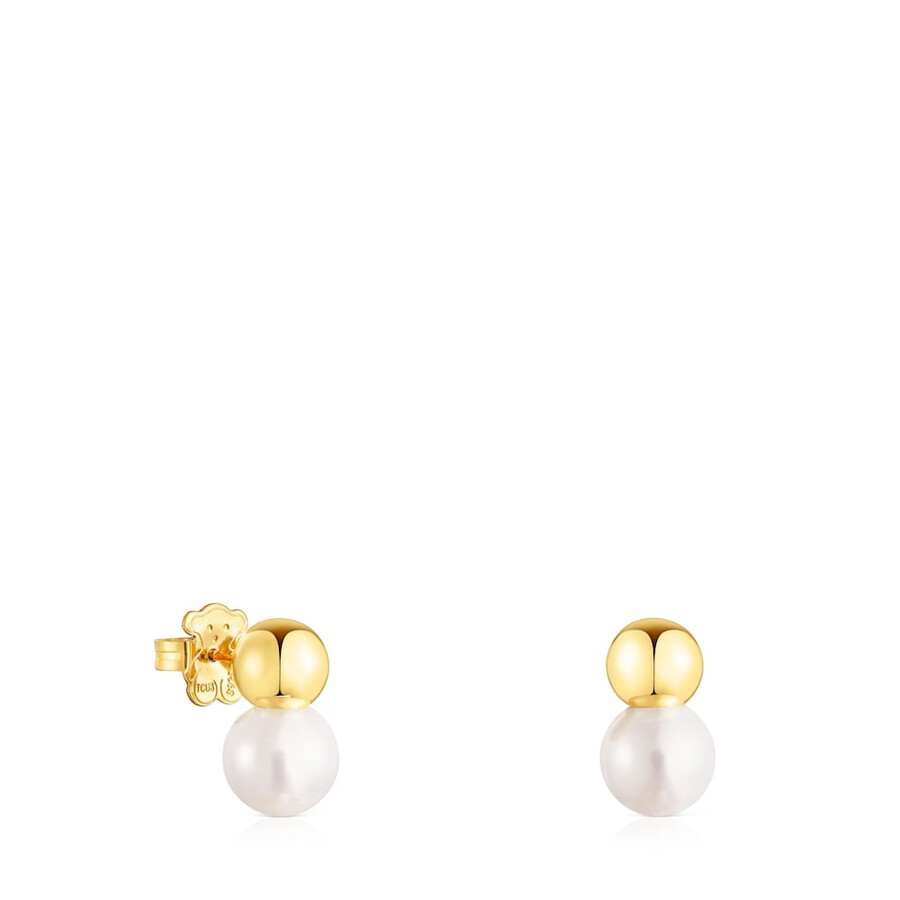 orecchini in argento vermeil lucido con grande perla