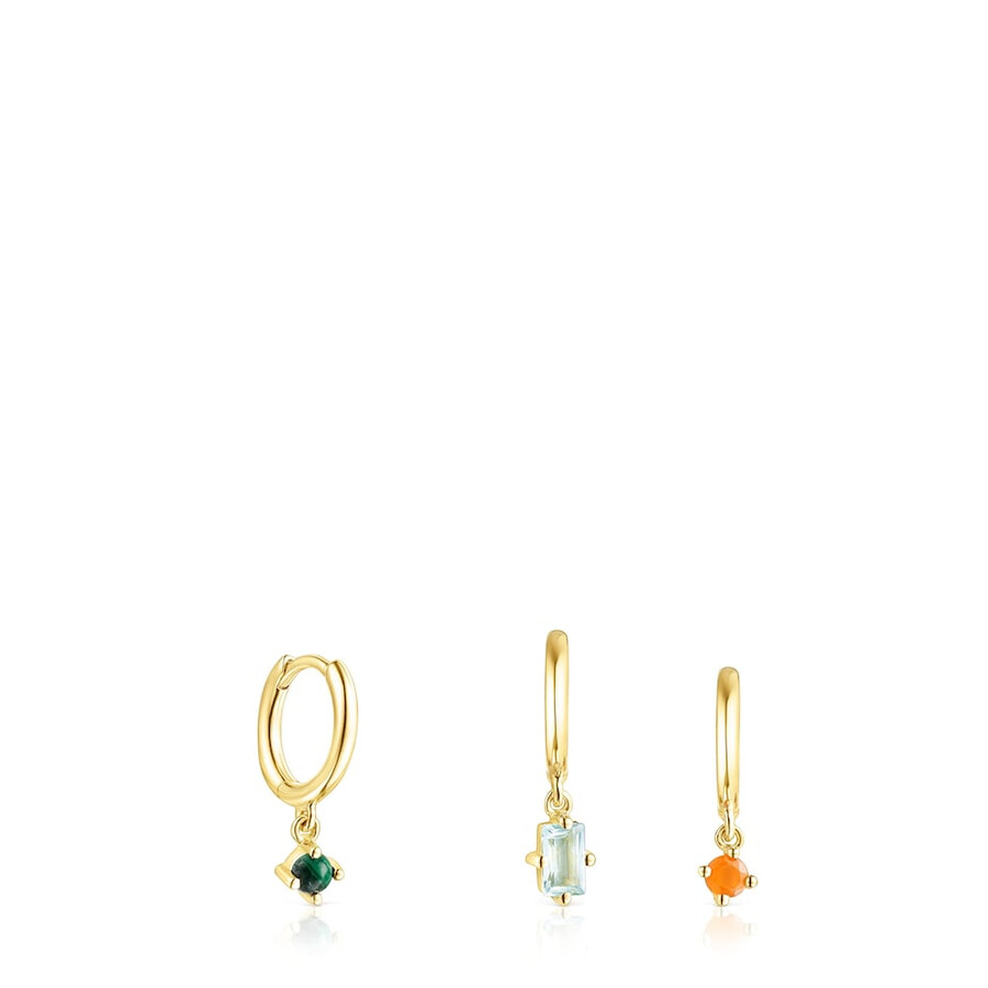 set di orecchini tous good vibes in argento vermeil con pietre preziose