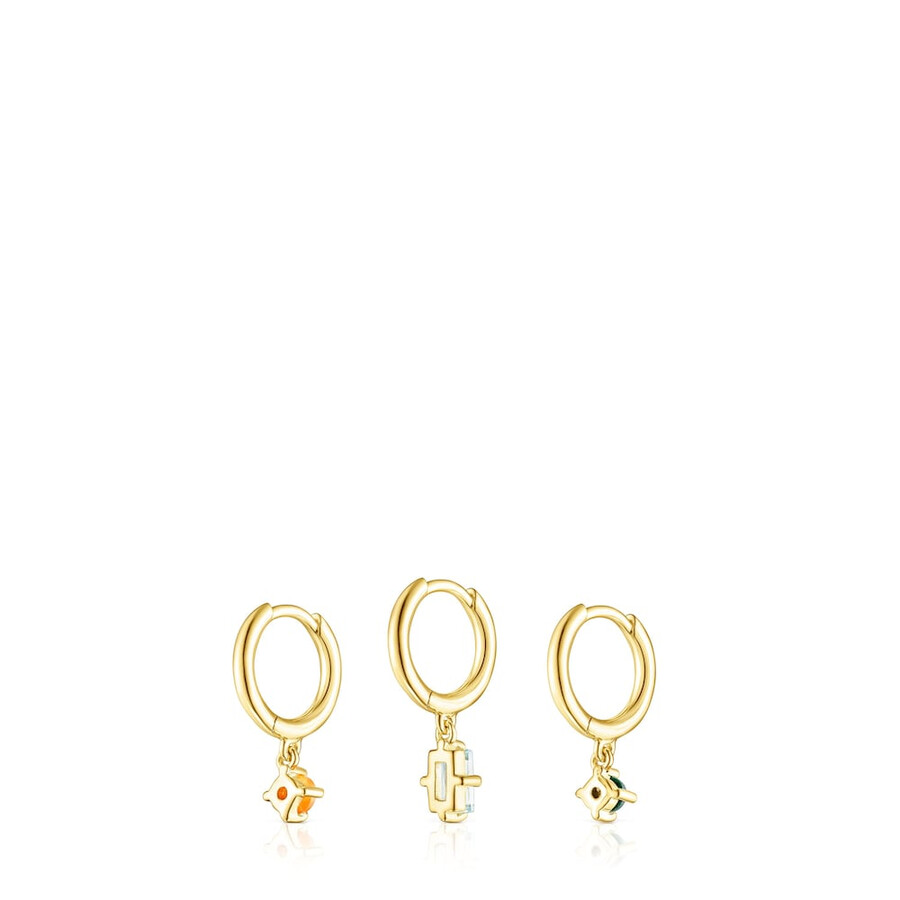 set di orecchini tous good vibes in argento vermeil con pietre preziose