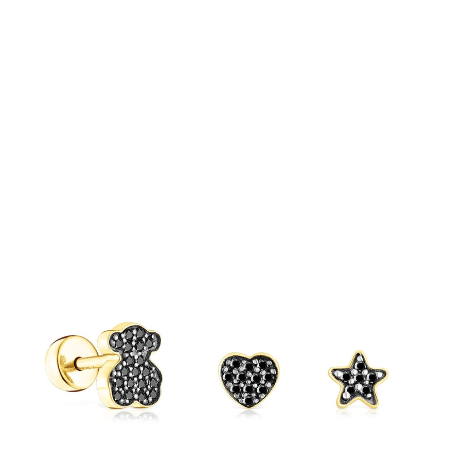 confezione di piercing allorecchio tous basics in argento vermeil con spinello