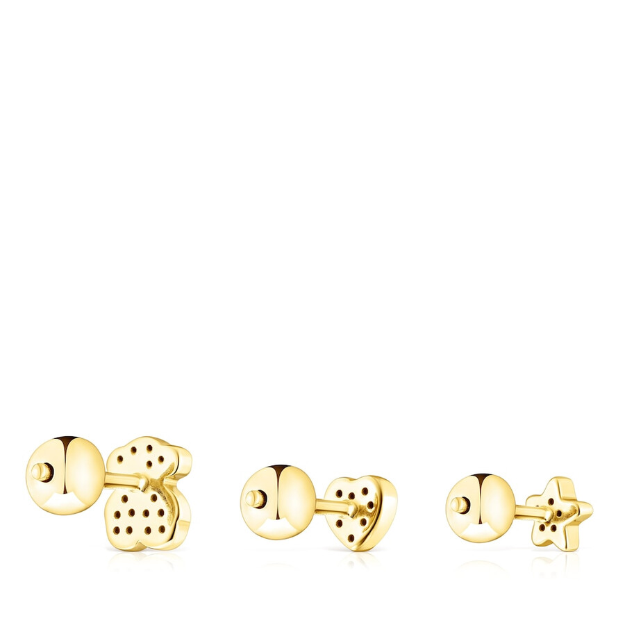 confezione di piercing allorecchio tous basics in argento vermeil con spinello