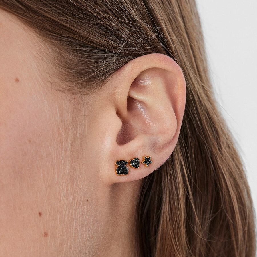 confezione di piercing allorecchio tous basics in argento vermeil con spinello