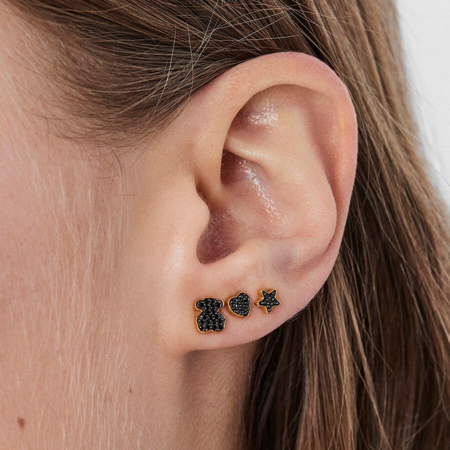 confezione di piercing allorecchio tous basics in argento vermeil con spinello