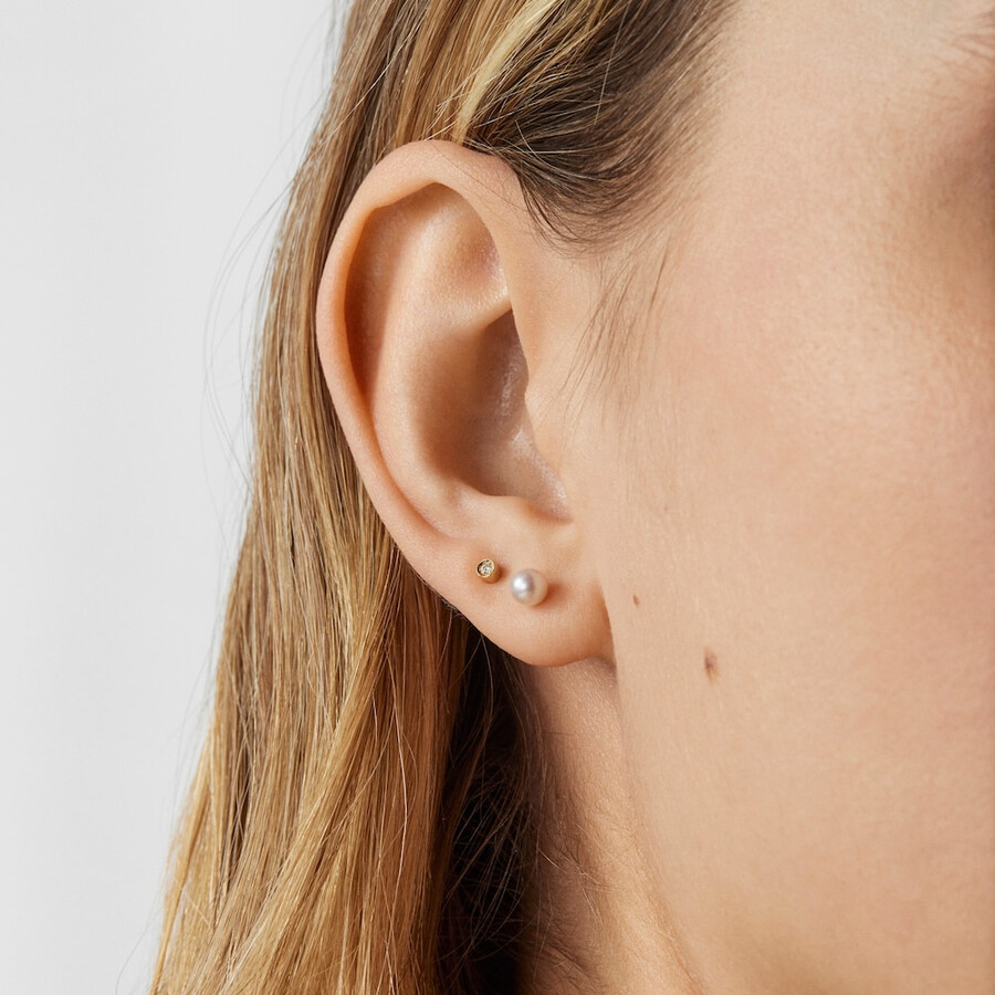 confezione di piercing per orecchie tous pearl in oro con diamante e perla